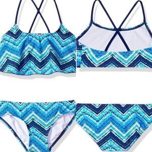 Bikini Blue Chevron Girls Size 12 NWT